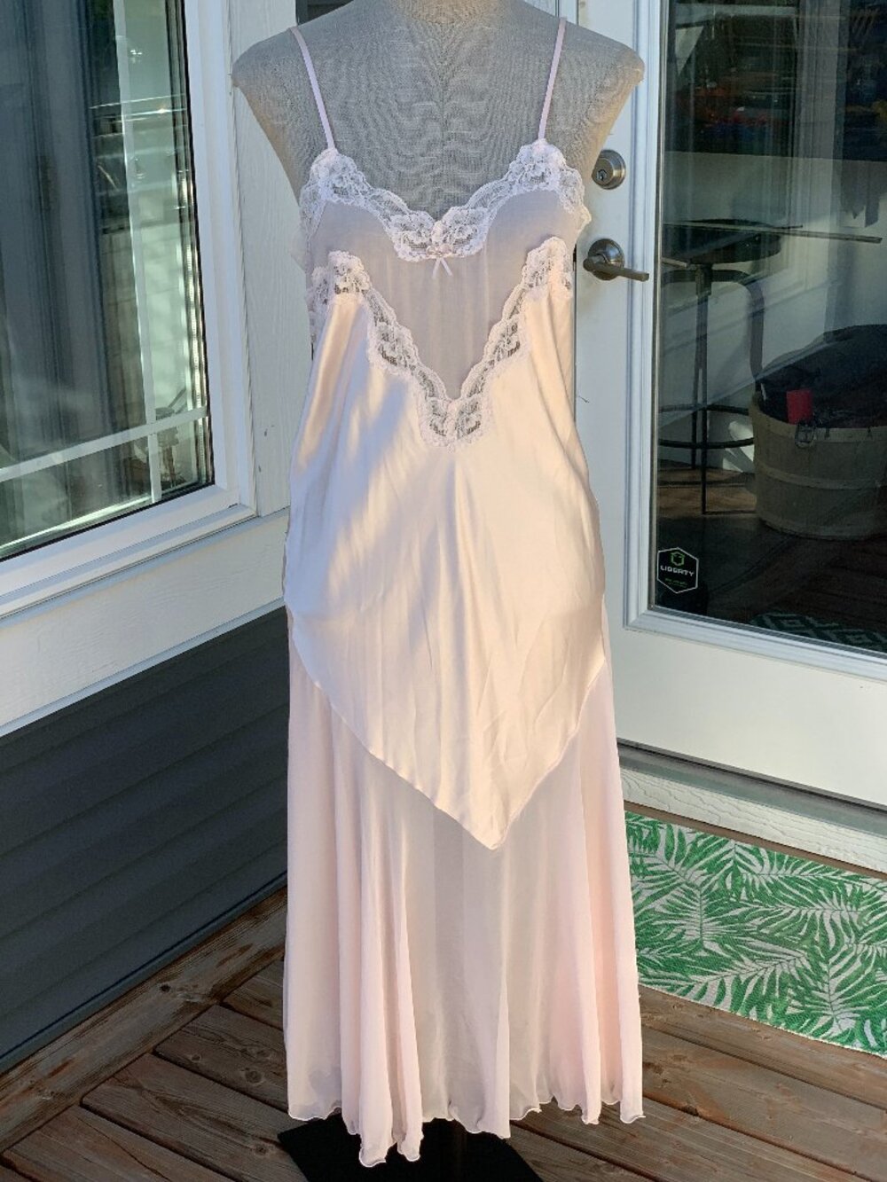 Vintage Midi Slip Dress Pink Satin Lace Fairy Cottagecore Coquette Y2K Lingerie